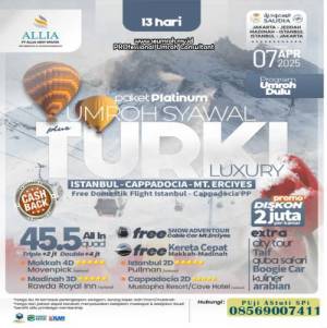 Paket PLATINUM UMROH Plus TURKI 13 hari by Saudia Airlines SYAWAL 2025 LUXURY 
