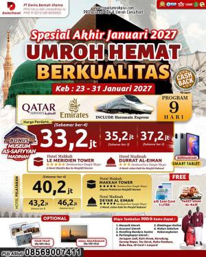 Paket Umrah Hemat Berkualitas Spesial Januari 2027 Bisa Upgrade Hotel Pelataran