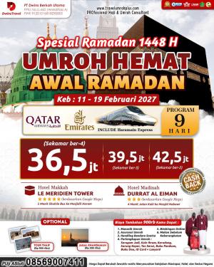 Paket UMRAH HEMAT SPESIAL AWAL RAMADHAN FEBUARI 2027