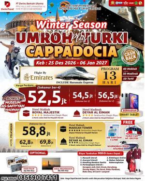 PAKET UMRAH PLUS TURKI CAPPADOCIA SPESIAL WINTER SEASON Desember 2026