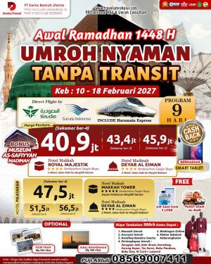 Paket Umroh Awal Ramadhan Februari 2027 Nyaman Berpuasa