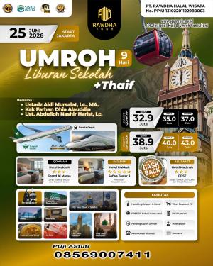 Paket Umroh Liburan Sekolah Plus Thaif Juni 2026
