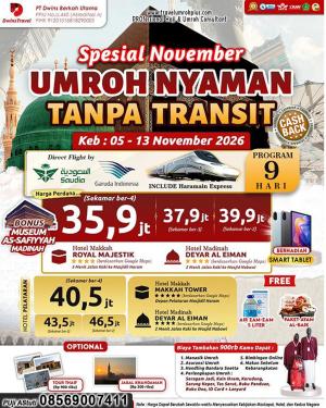 PAKET UMROH NYAMAN TANPA TRANSIT NOVEMBER 2026