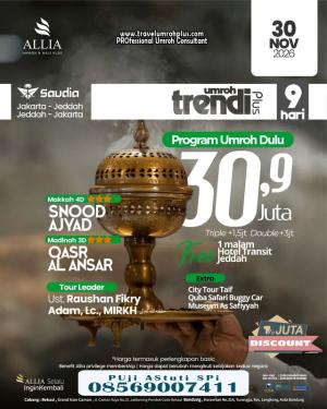 Paket Umroh Plus Taif 9 Hari November 2026 Harga 30 Jutaan