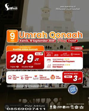 Paket Umroh Plus Thaif September 2026 Qonaah