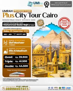UMRAH PLUS CITY TOUR CAIRO 25 DESEMBER 2024 (9 HARI)