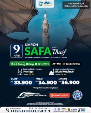 UMRAH PLUS THAIF SEPTEMBER 2025 SAFA 9 HARI
