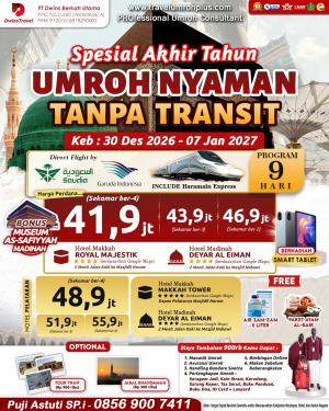 Umrah Spesial Liburan Akhir Tahun Desember 2026 Bisa Upgrade Hotel