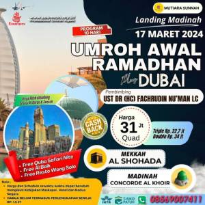Umroh Awal Ramadhan Plus Dubai 17 Maret 2024 Landing Madinah