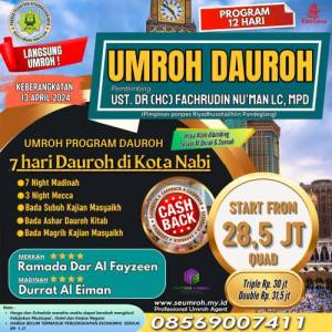 UMROH DAUROH MADINAH 12 HARI KEBERANGKATAN 13 APRIL 2024