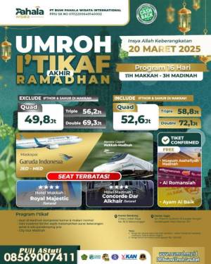 UMROH ITIKAF RAMADHAN 2025 KERETA CEPAT 16 hari