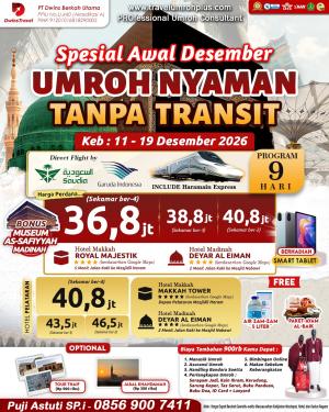 UMROH NYAMAN BERKUALITAS DESEMBER 2026 REGULER