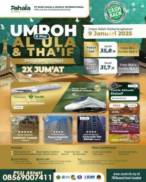 UMROH PLUS AL ULA Plus THAIF Januari 2025 31 juta Jakarta