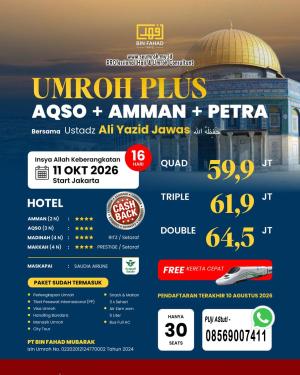 Umroh Plus AQSO AMMAN PETRA Oktober 2026