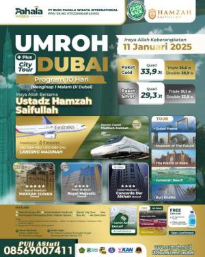 UMROH PLUS CITY TOUR DUBAI AWAL TAHUN 2025 KERETA CEPAT