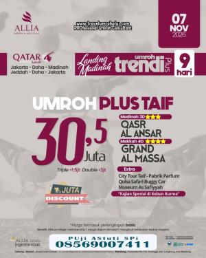 Umroh Plus Taif 9 Hari November 2026 Landing Madinah 30 Jutaan