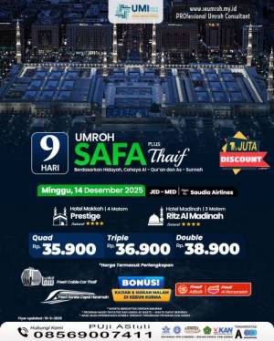 UMROH PLUS THAIF DESEMBER 2025 9 HARI PAKET SAFA