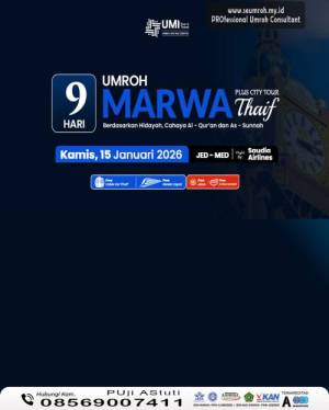 UMROH PLUS THAIF JANUARI 2026 9 HARI PAKET MARWA