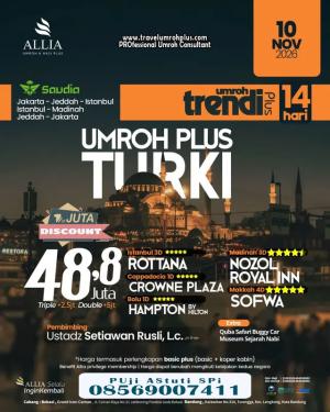 Umroh Plus Turki 14 Hari November 2026 Saudia Hotel Premium 48 Jutaan