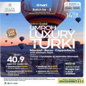 UMROH Plus TURKI  Paket Gold Luxury 14 Februari 2025