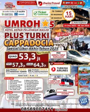 UMROH PLUS TURKIYE DESEMBER 2025 CAPPADOCIA 15 HARI SPESIAL