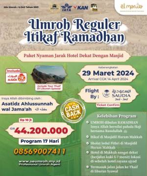 Umroh Reguler Itikaf Ramadhan 29 Maret 2024 17 Hari