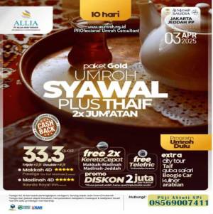 UMROH SYAWAL PLUS THAIF 2x Jumatan April 2025 10 hari by Saudia Airilines GOLD